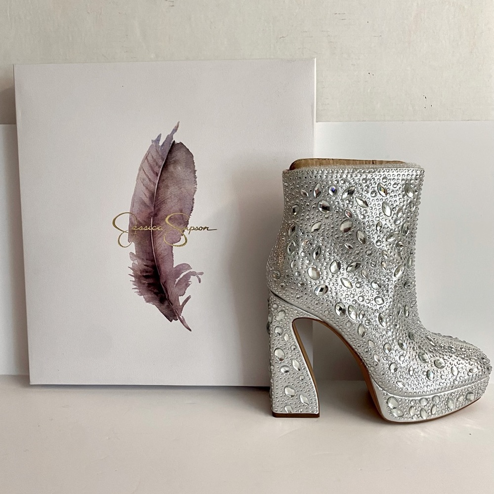 NWT Glam Jessica Simpson Shimmer Dolly Platform Booties.New in Box.Size 10 - Picture 2 of 8
